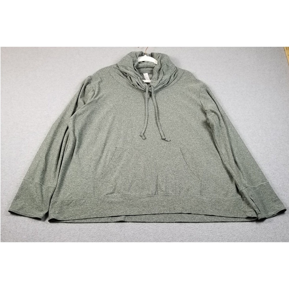 Balance Collection Hoodie Womens 2X Plus Green Cowl Neck Pullover Stretch Active